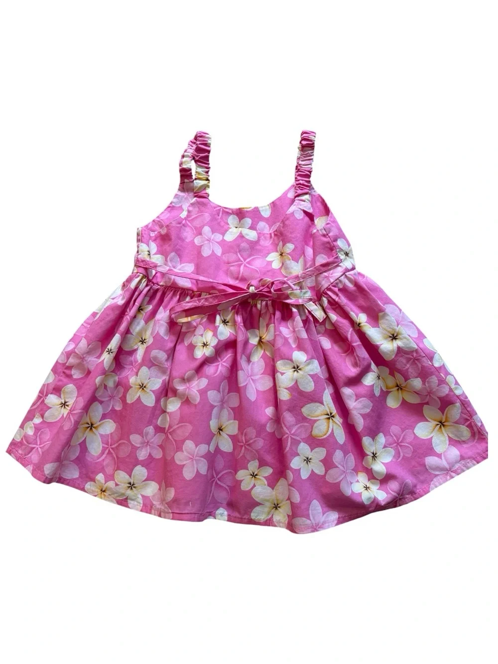 KY'S Vintage Y2K Hawaiian Floral Pink Baby Dress 1-2